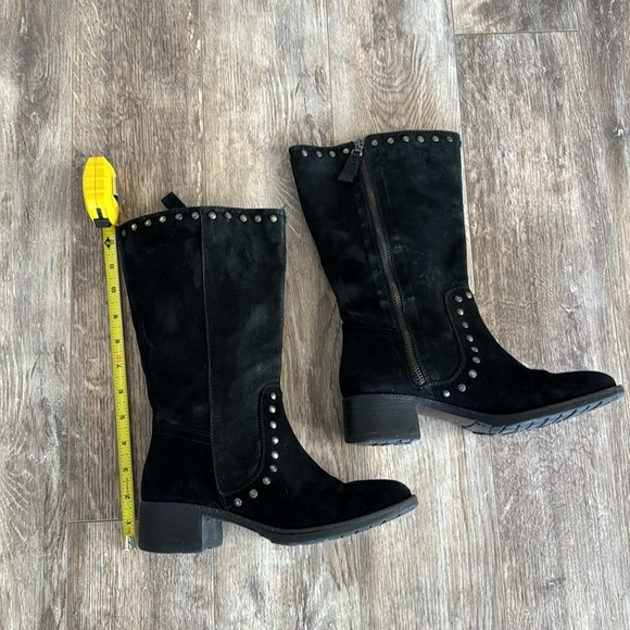 Vera Wang Lavender Label Suede Studded Almond Toe Calf Length Block Heel Boots - Picture 12 of 13